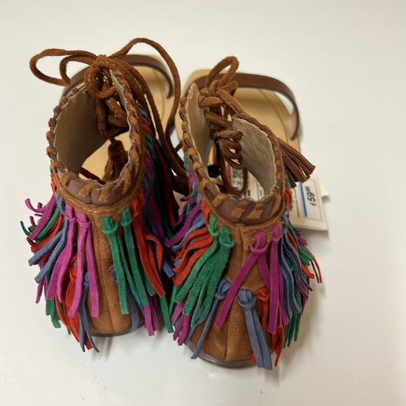 Zara Multicolored Fringe Brown Leather Sandals Size 6.5. NWT - Picture 8 of 10